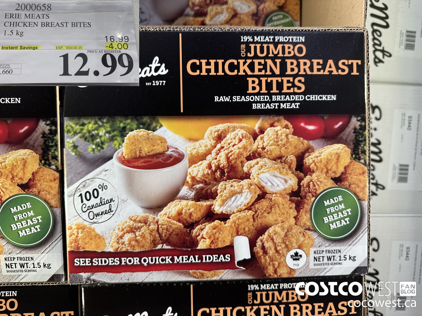 2000658 ERIE MEATS CHICKEN BREAST BITES 1.5 kg ($4.00 INSTANT SAVINGS EXPIRES ON 2024-02-25) $12.99