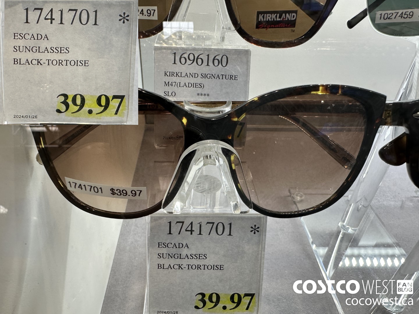 1741701 ESCADA SUNGLASSES BLACK-TURQUOISE $39.97