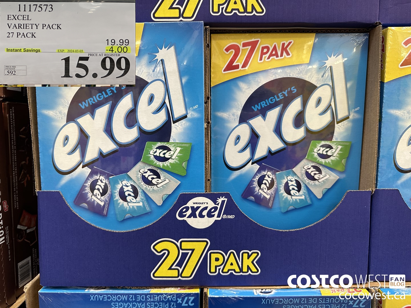 1117573 EXCEL VARIETY PACK 27 PACK ($4.00 INSTANT SAVINGS EXPIRES ON 2024-03-03) $15.99