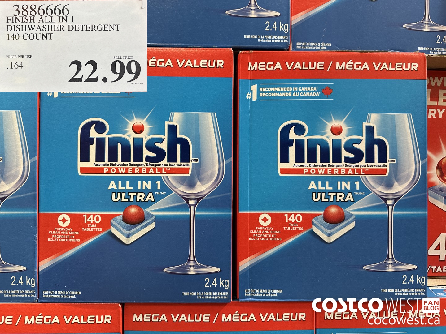 3886666 FINISH ALL IN 1 DISHWASHER DETERGENT 140 COUNT $22.99