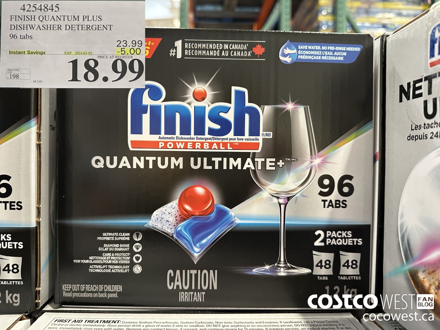 4254845 FINISH QUANTUM PLUS DISHWASHER DETERGENT 96 TABS ($5.00 INSTANT SAVINGS EXPIRES ON 2024-03-03) $18.99