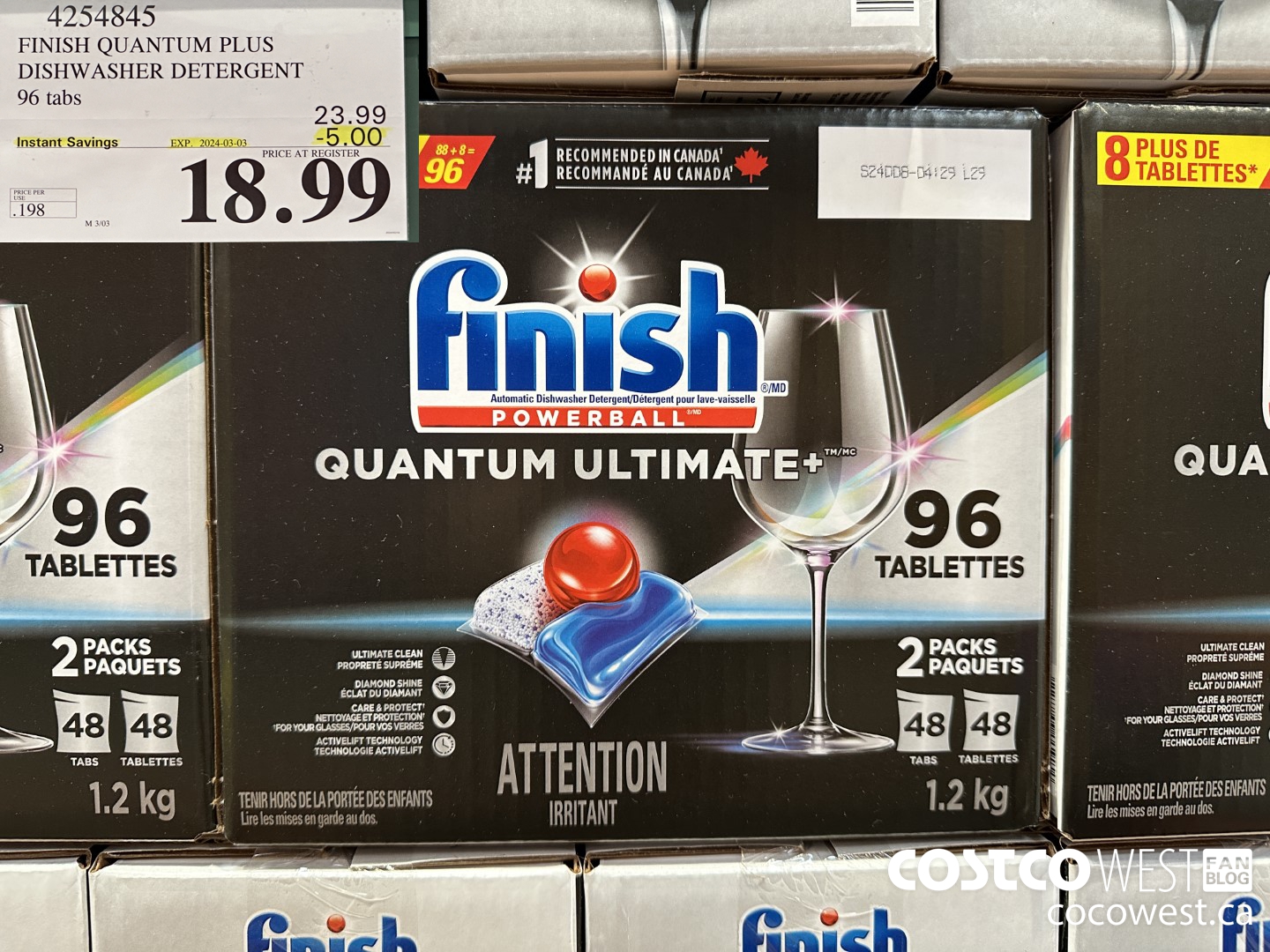 4254845 FINISH QUANTUM PLUS DISHWASHER DETERGENT 96 TABS ($5.00 INSTANT SAVINGS EXPIRES ON 2024-03-03) $18.99