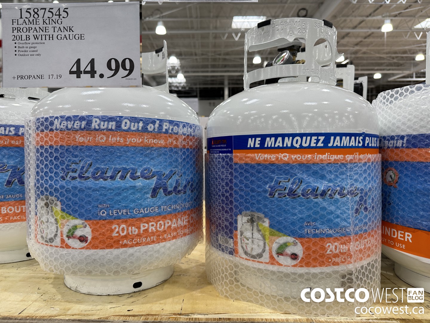 1587545 FLAME KING PROPANE TANK 20LB WITH GAUGE $44.99