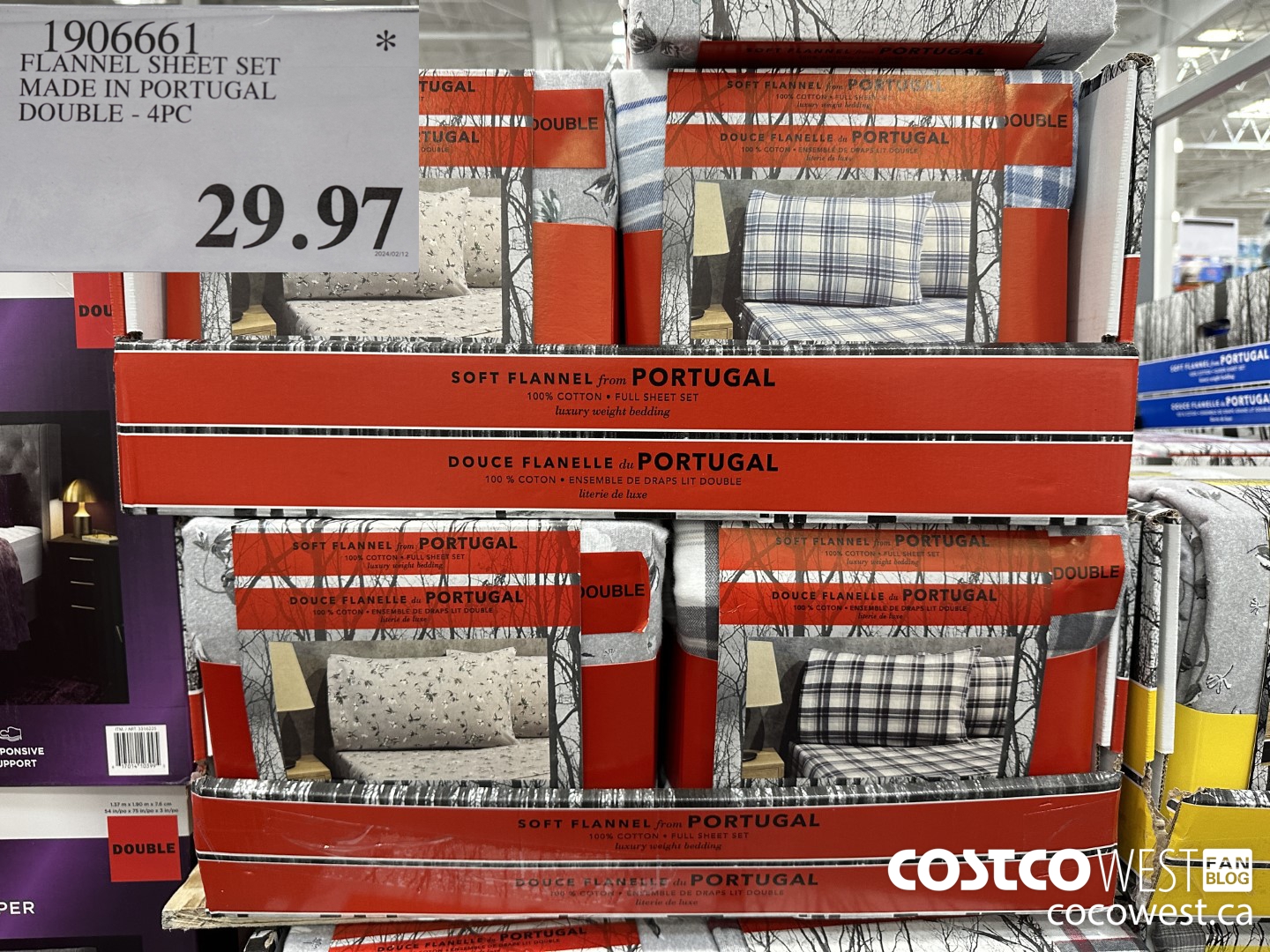 1906661 FLANNEL SHEET SET MADE IN PORTUGAL DOUBLE 4PC $29.97