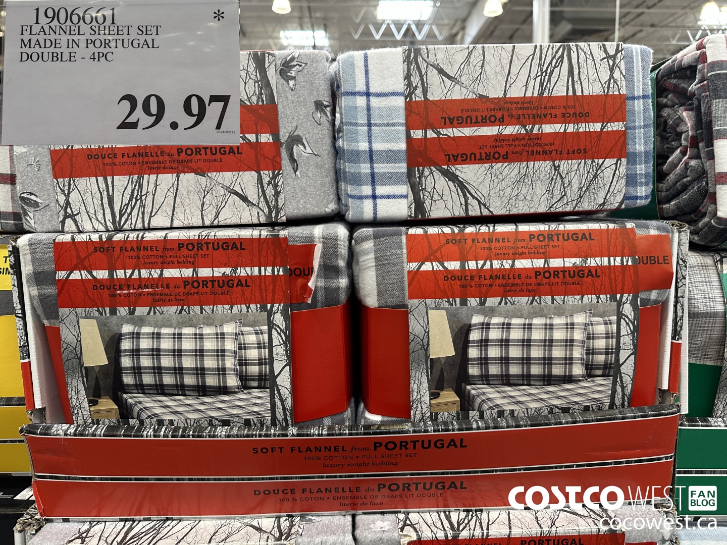 1906661 FLANNEL SHEET SET MADE IN PORTUGAL DOUBLE 4PC $29.97