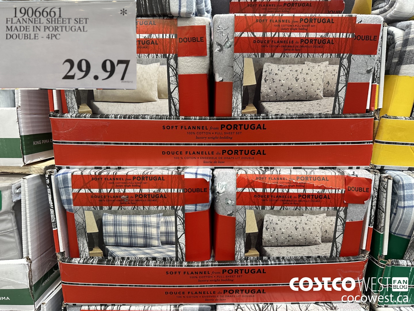 1906661 FLANNEL SHEET SET MADE IN PORTUGAL DOUBLE 4PC $29.97