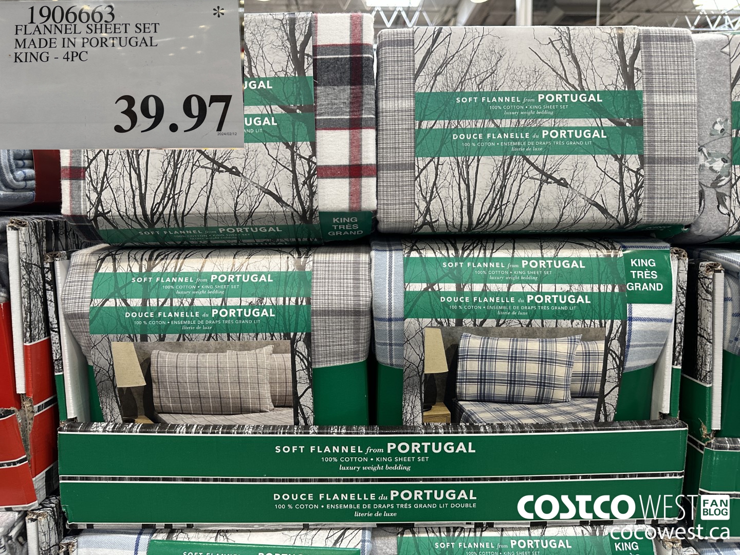 1906663 FLANNEL SHEET SET MADE IN PORTUGAL KING 4PC $39.97