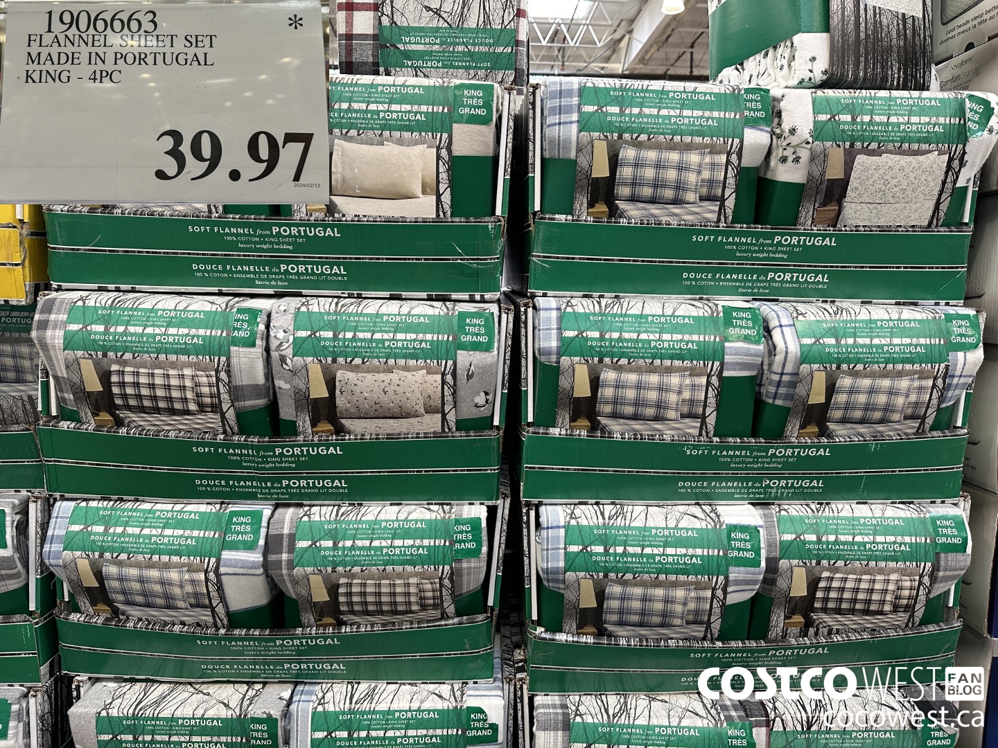 1906663 FLANNEL SHEET SET MADE IN PORTUGAL KING 4PC $39.97