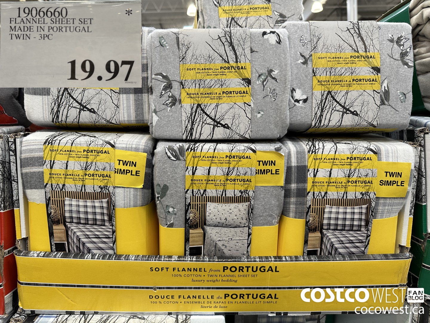 1906660 FLANNEL SHEET SET MADE IN PORTUGAL TWIN 3PC $19.97