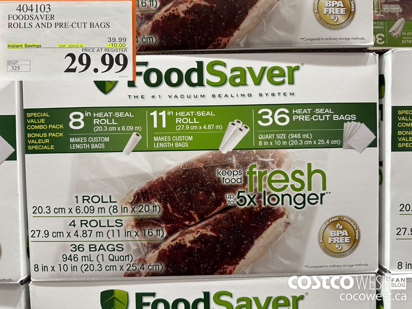 404103 FOODSAVER ROLLS AND PRE-CUT BAGS ($10.00 INSTANT SAVINGS EXPIRES ON 2024-02-18) $29.99