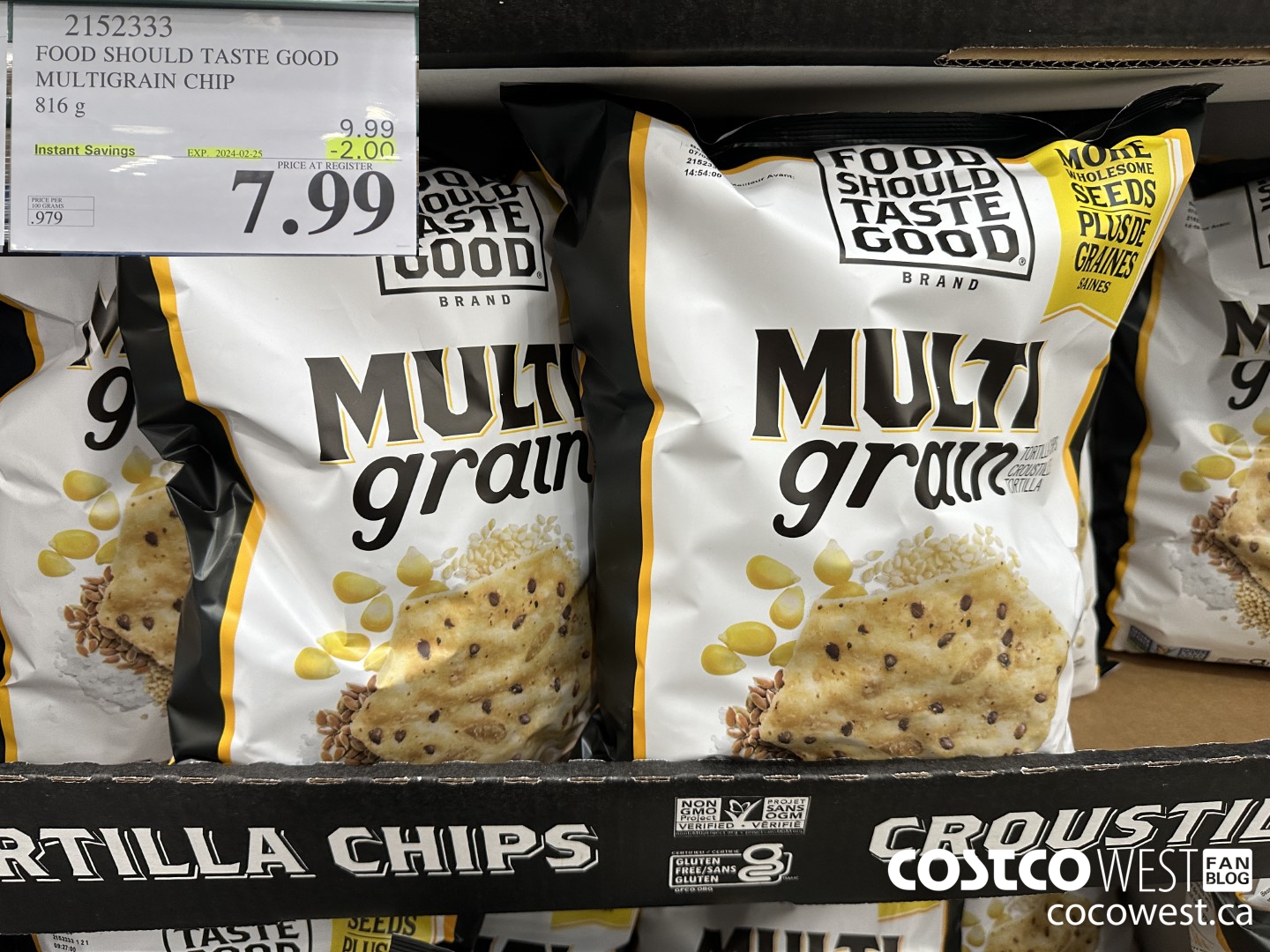 2152333 FOOD SHOULD TASTE GOOD MULTIGRAIN CHIP 816 G ($2.00 INSTANT SAVINGS EXPIRES ON 2024-02-25) $7.99