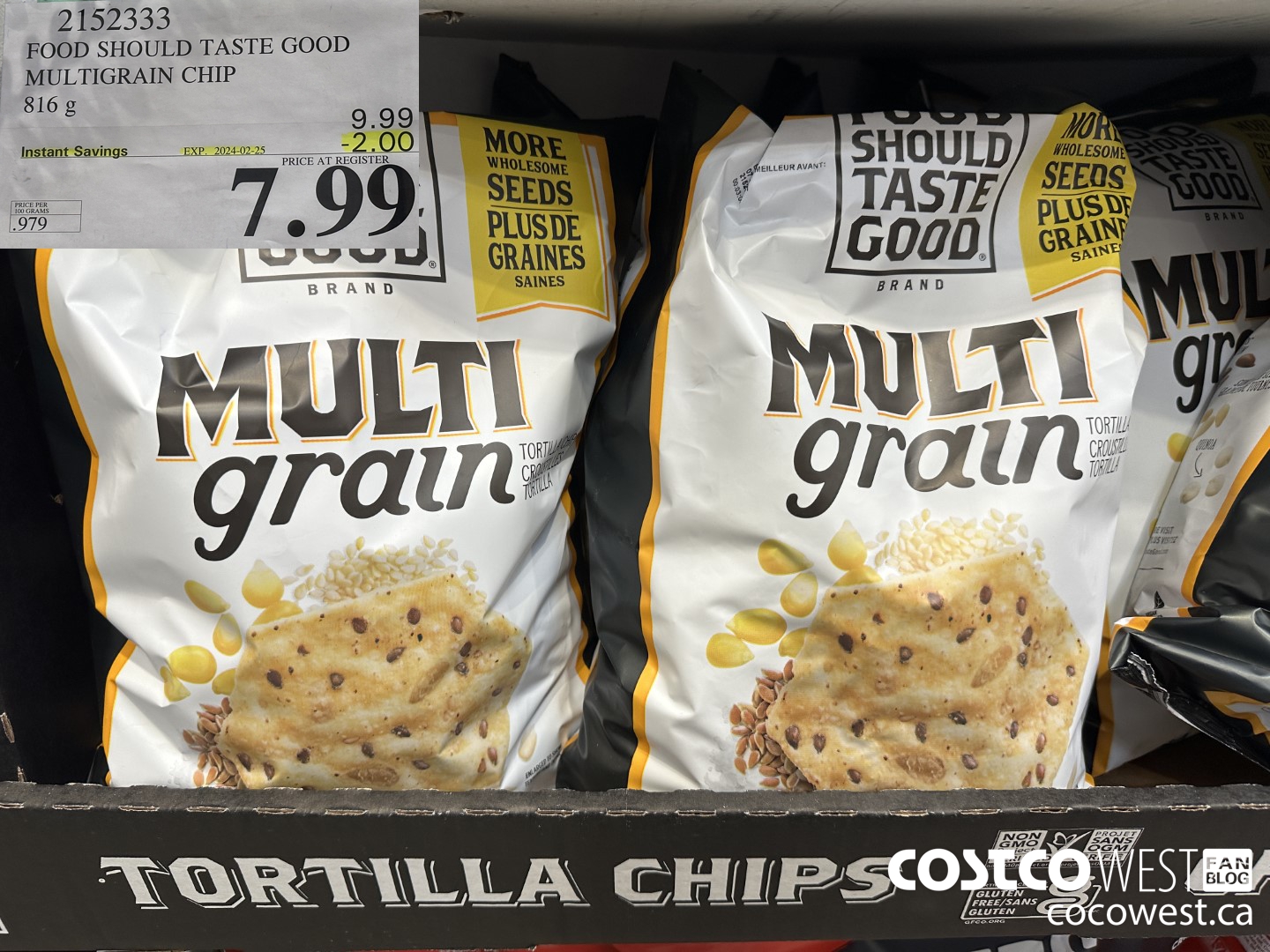 2152333 FOOD SHOULD TASTE GOOD MULTIGRAIN CHIP 816 G ($2.00 INSTANT SAVINGS EXPIRES ON 2024-02-25) $7.99