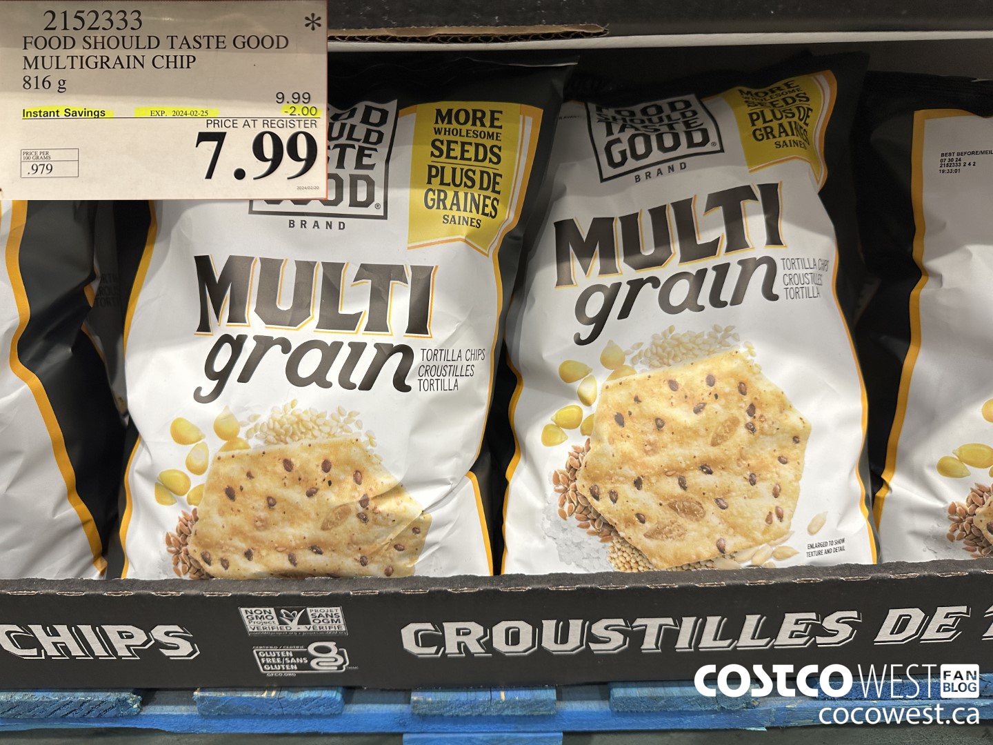 2152333 FOOD SHOULD TASTE GOOD MULTIGRAIN CHIP 816 G ($2.00 INSTANT SAVINGS EXPIRES ON 2024-02-25) $7.99