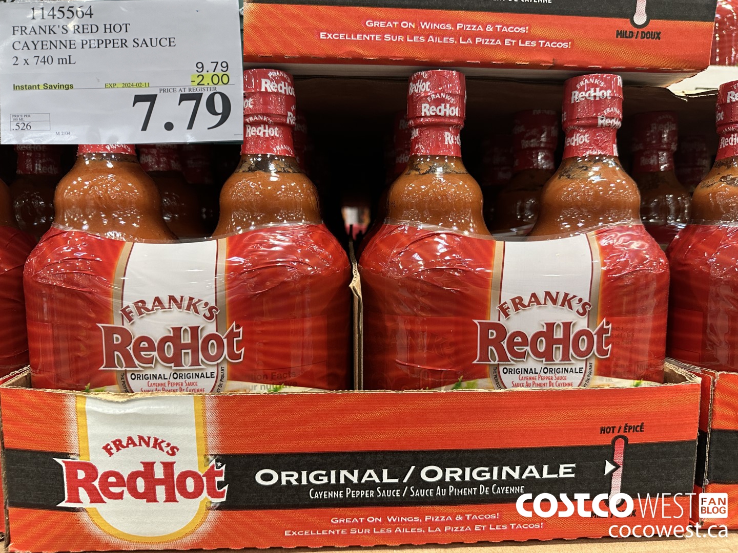 1145564 FRANKS RED HOT CAYENNE PEPPER SAUCE 2 x 740 mL ($2.00 INSTANT SAVINGS EXPIRES ON 2024-02-11) $7.79