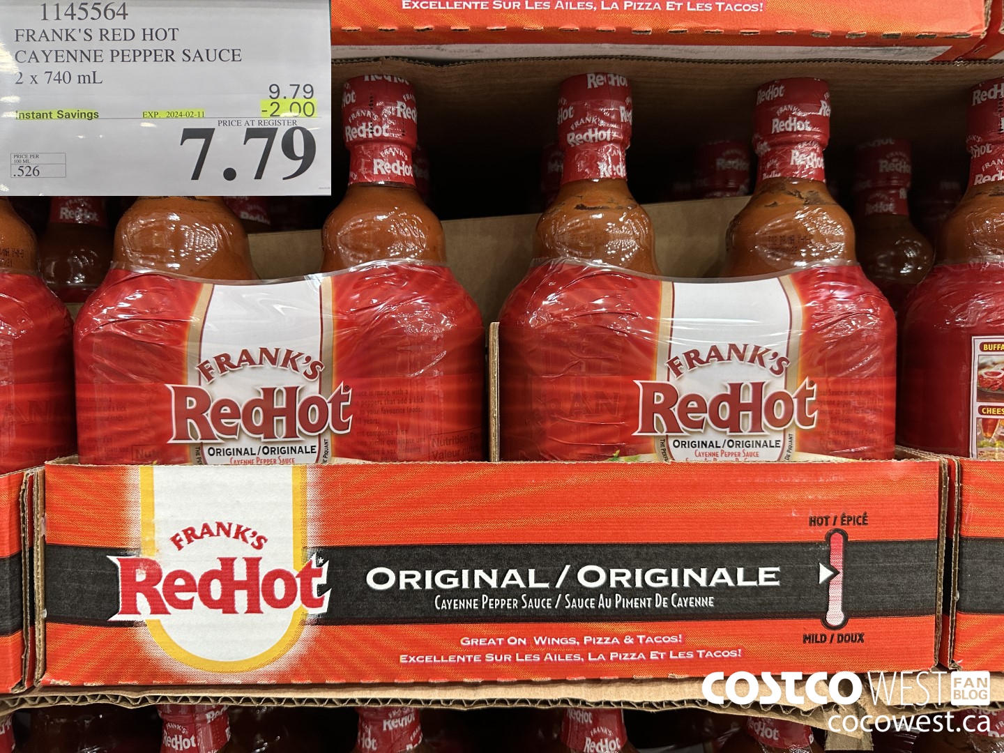 1145564 FRANKS RED HOT CAYENNE PEPPER SAUCE 2 x 740 mL ($2.00 INSTANT SAVINGS EXPIRES ON 2024-02-11) $7.79