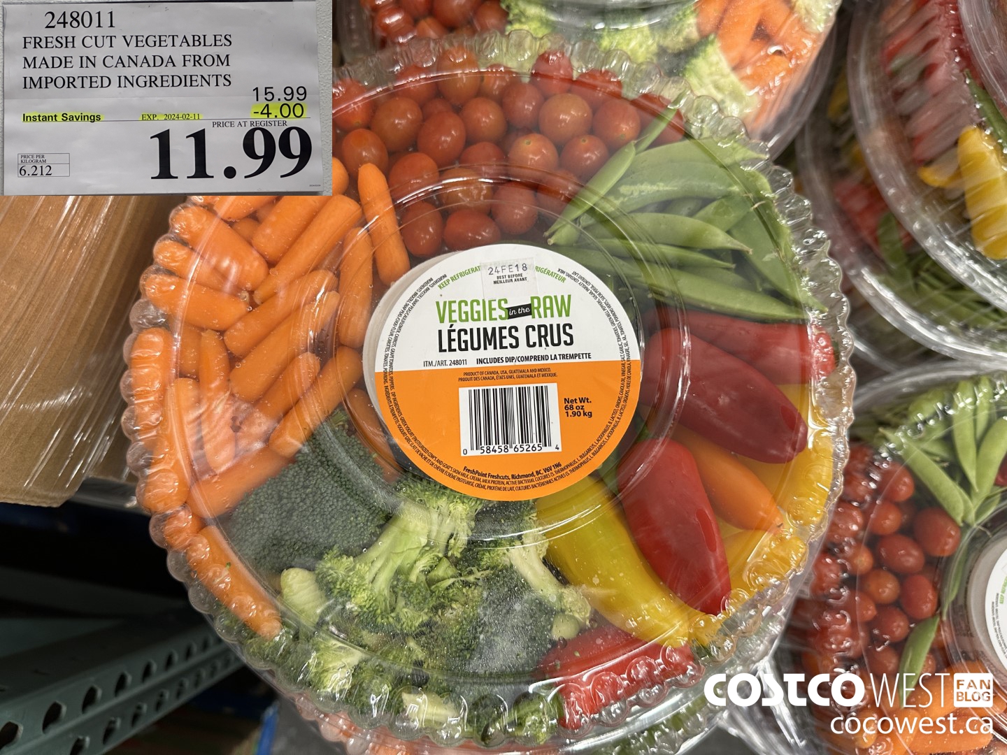 248011 FRESH CUT VEGETABLES MADE IN CANADA FROM IMPORTED INGREDIENTS ($4.00 INSTANT SAVINGS EXPIRES ON 2024-02-11) $11.99