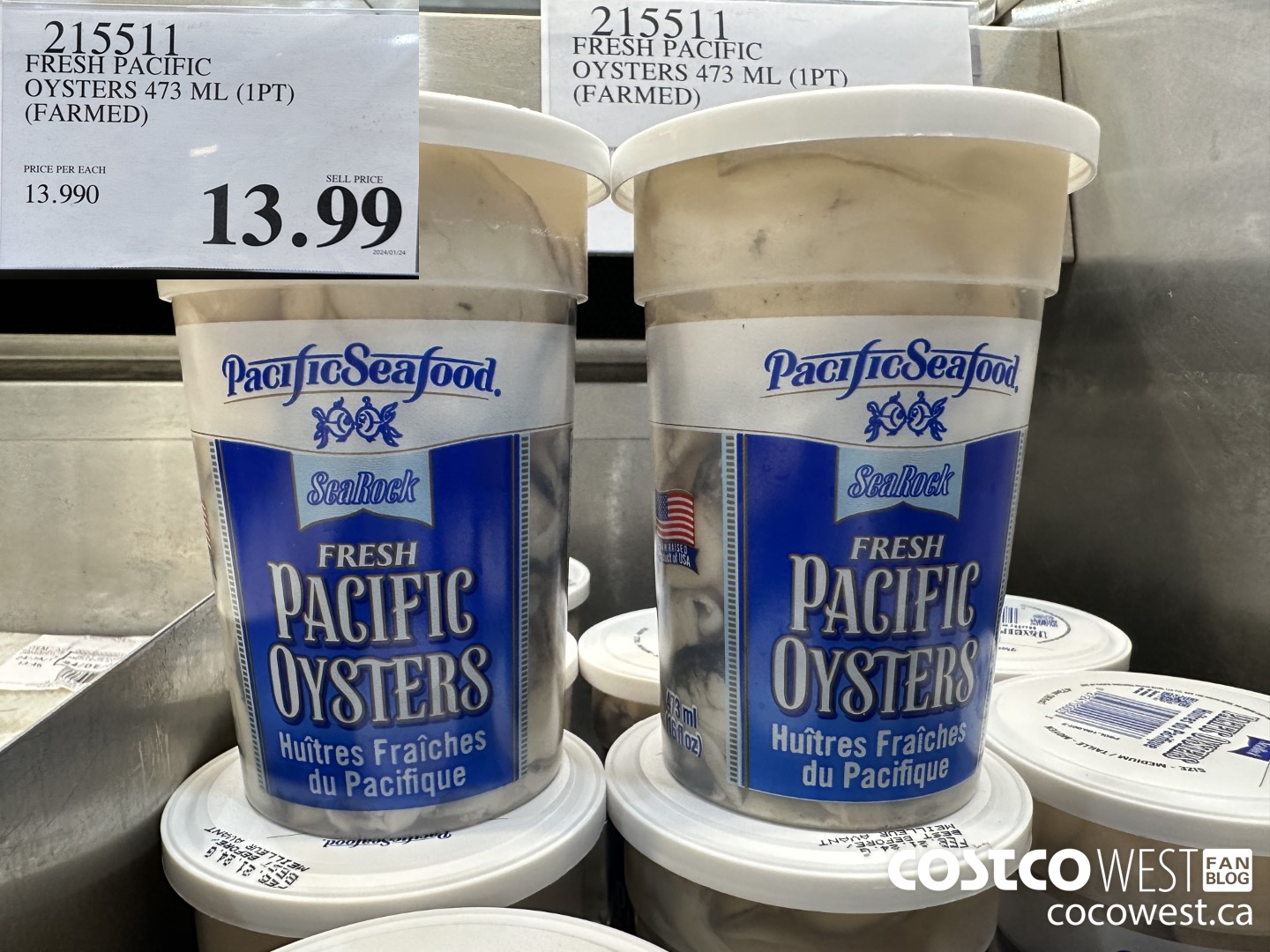 215511 FRESH PACIFIC OYSTERS 473 ML (FARMED) $13.99