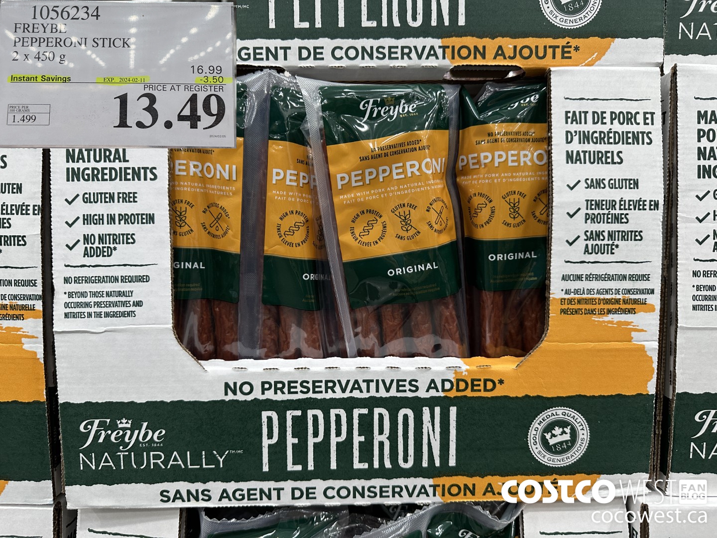 1056234 FREYBE PEPPERONI STICK 2 x 450g ($3.50 INSTANT SAVINGS EXPIRES ON 2024-02-11) $13.49