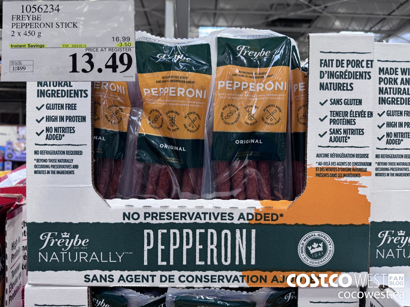 1056234 FREYBE PEPPERONI STICK 2 x 450g ($3.50 INSTANT SAVINGS EXPIRES ON 2024-02-11) $13.49
