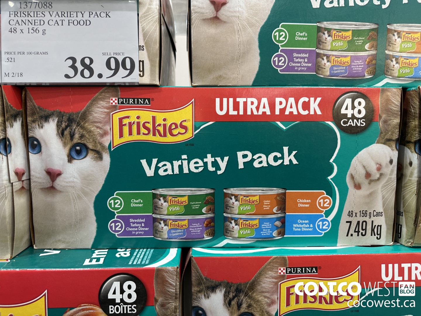 1377088 FRISKIES VARIETY PACK CANNED CAT FOOD 48 X 156 G $38.99