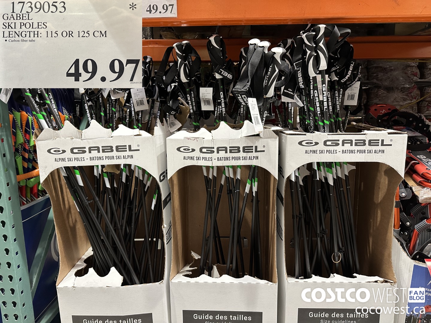 1739053 GABEL SKI POLES LENGTH: 115 OR 125 CM $49.97