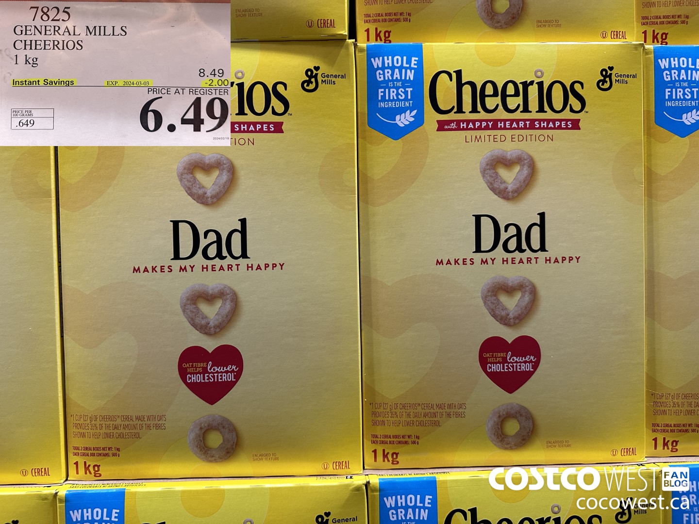 7825 GENERAL MILLS CHEERIOS 1 kg ($2.00 INSTANT SAVINGS EXPIRES ON 2024-03-03) $6.49