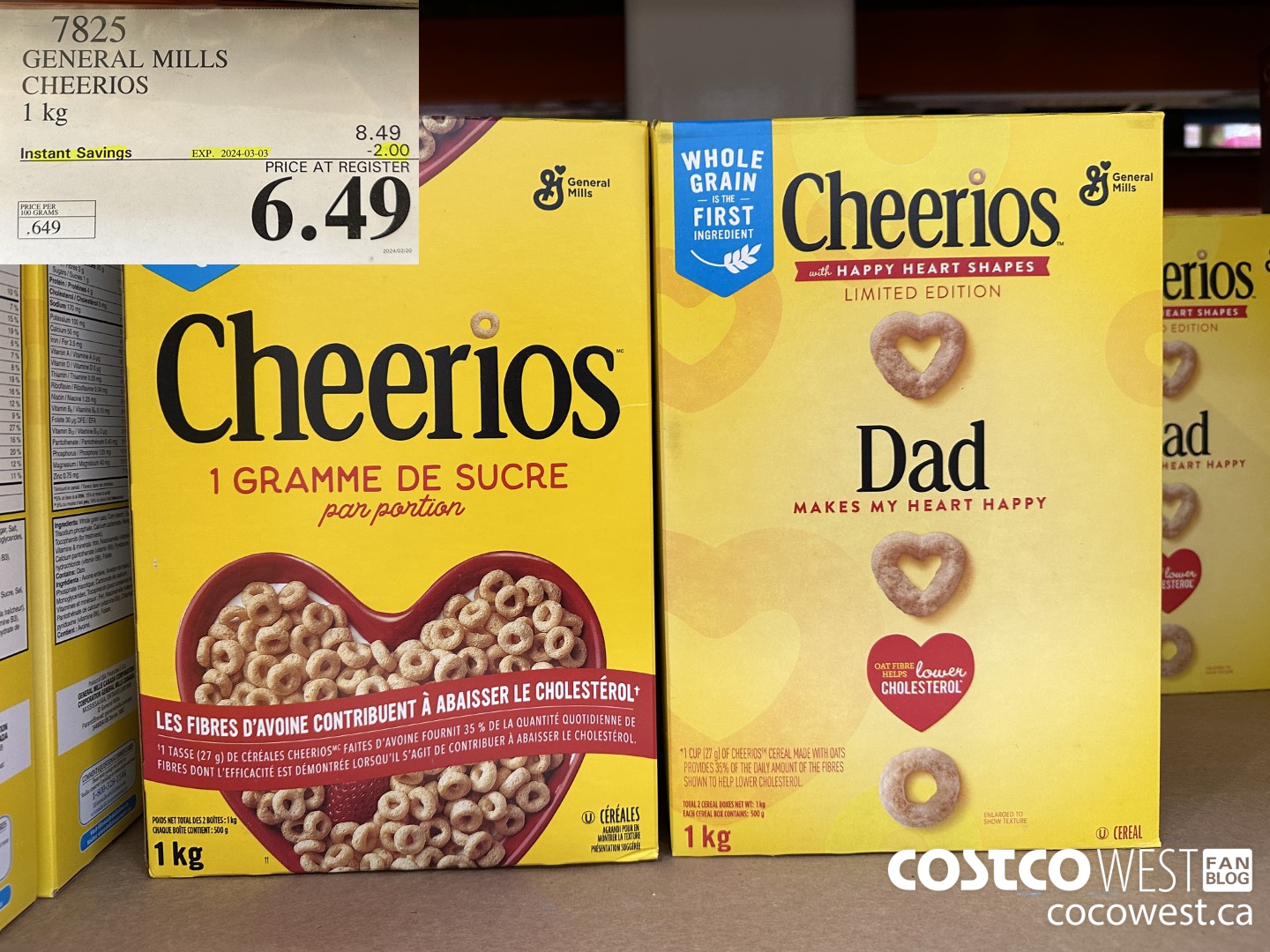 7825 GENERAL MILLS CHEERIOS 1 kg ($2.00 INSTANT SAVINGS EXPIRES ON 2024-03-03) $6.49