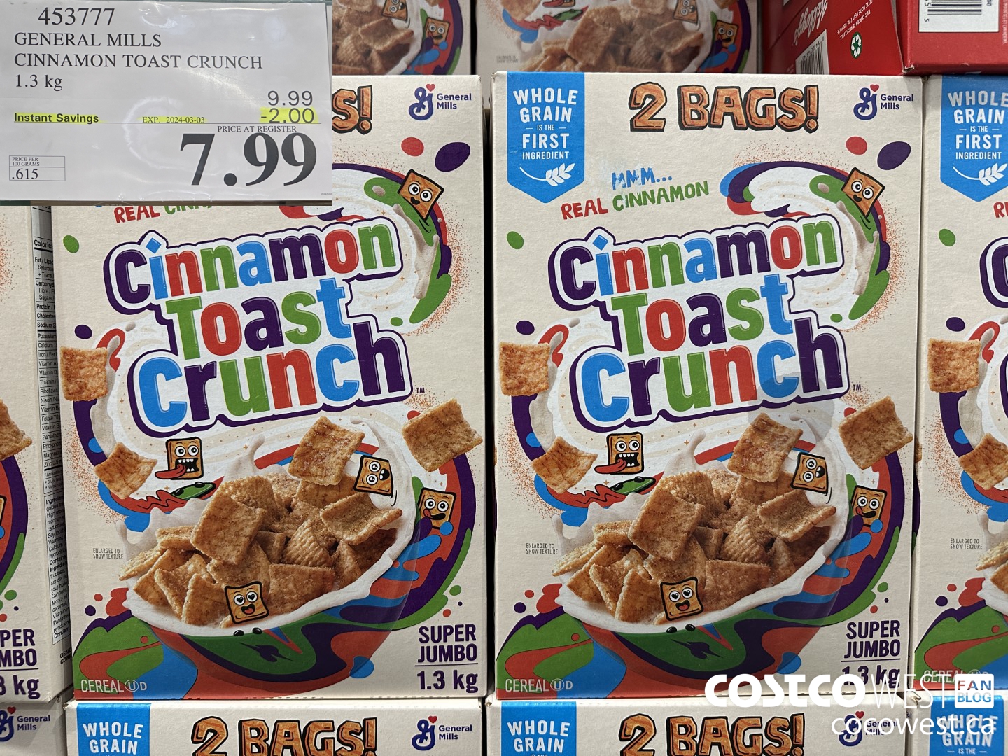 453777 GENERAL MILLS CINNAMON TOAST CRUNCH 1.3 kg ($2.00 INSTANT SAVINGS EXPIRES ON 2024-03-03) $7.99