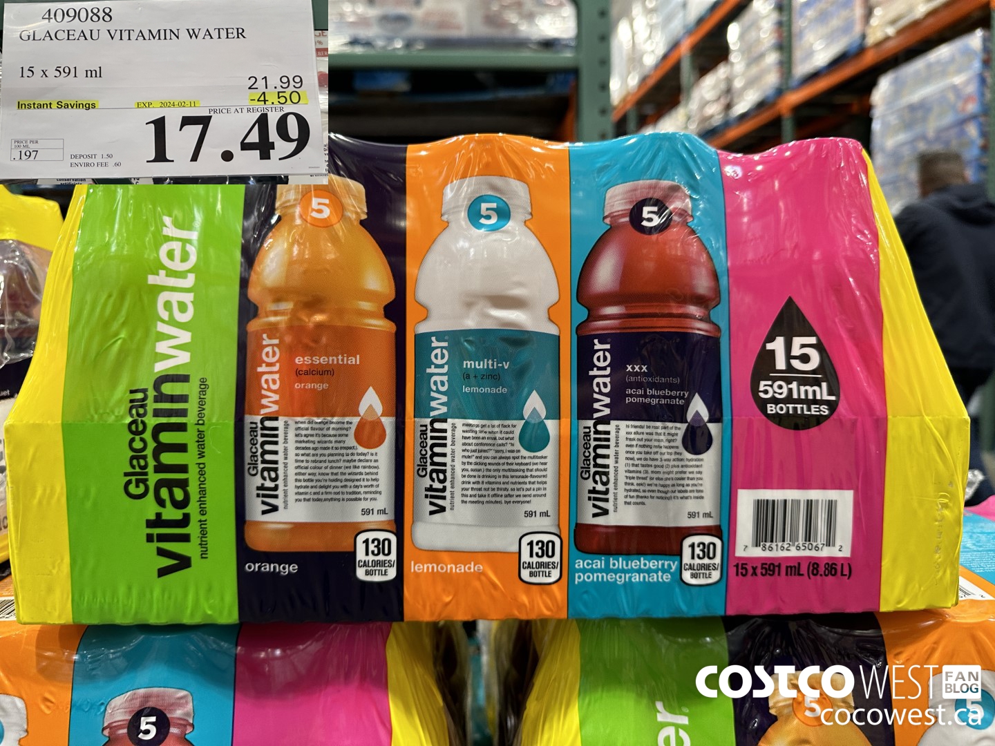 409088 GLACEAU VITAMIN WATER 15 x 591 ml ($4.50 INSTANT SAVINGS EXPIRES ON 2024-02-11) $17.49