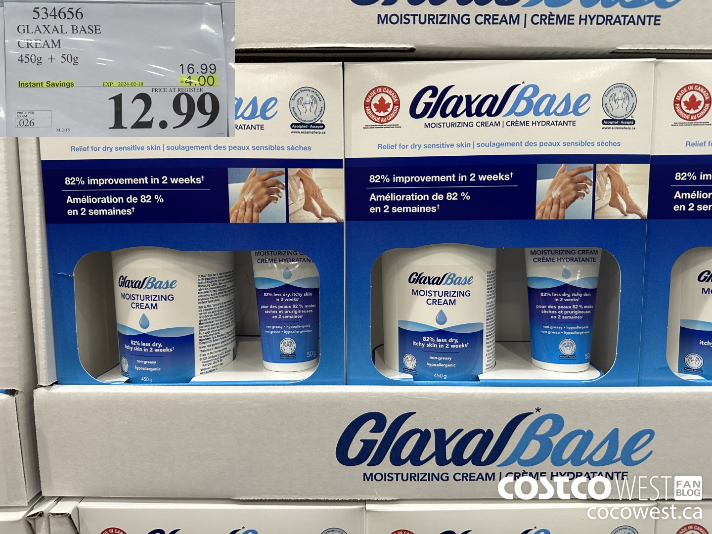 534656 GLAXAL BASE CREAM 450g + 50 g ($4.00 INSTANT SAVINGS EXPIRES ON 2024-02-18) $12.99