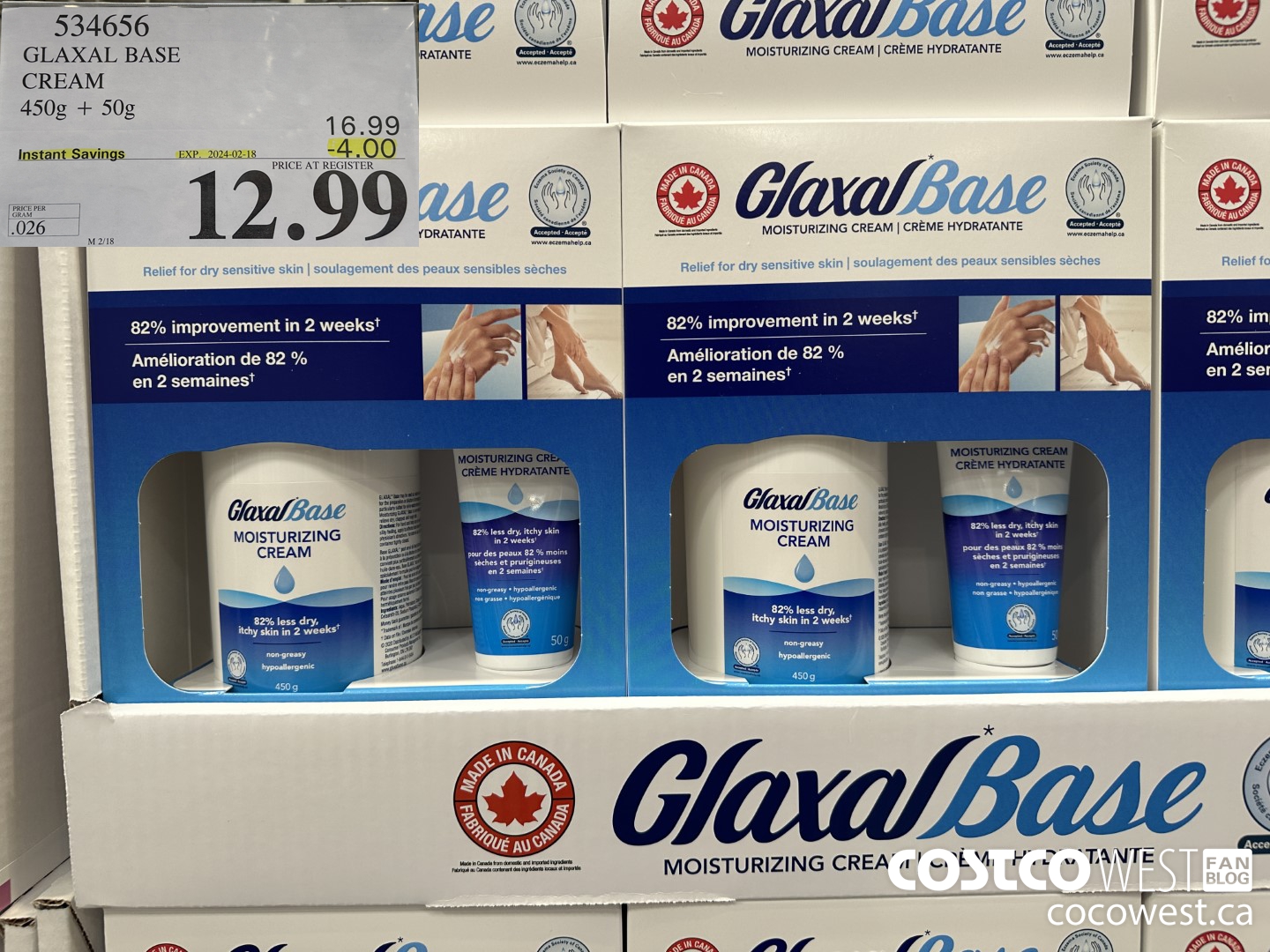 534656 GLAXAL BASE CREAM 450g + 50 g ($4.00 INSTANT SAVINGS EXPIRES ON 2024-02-18) $12.99