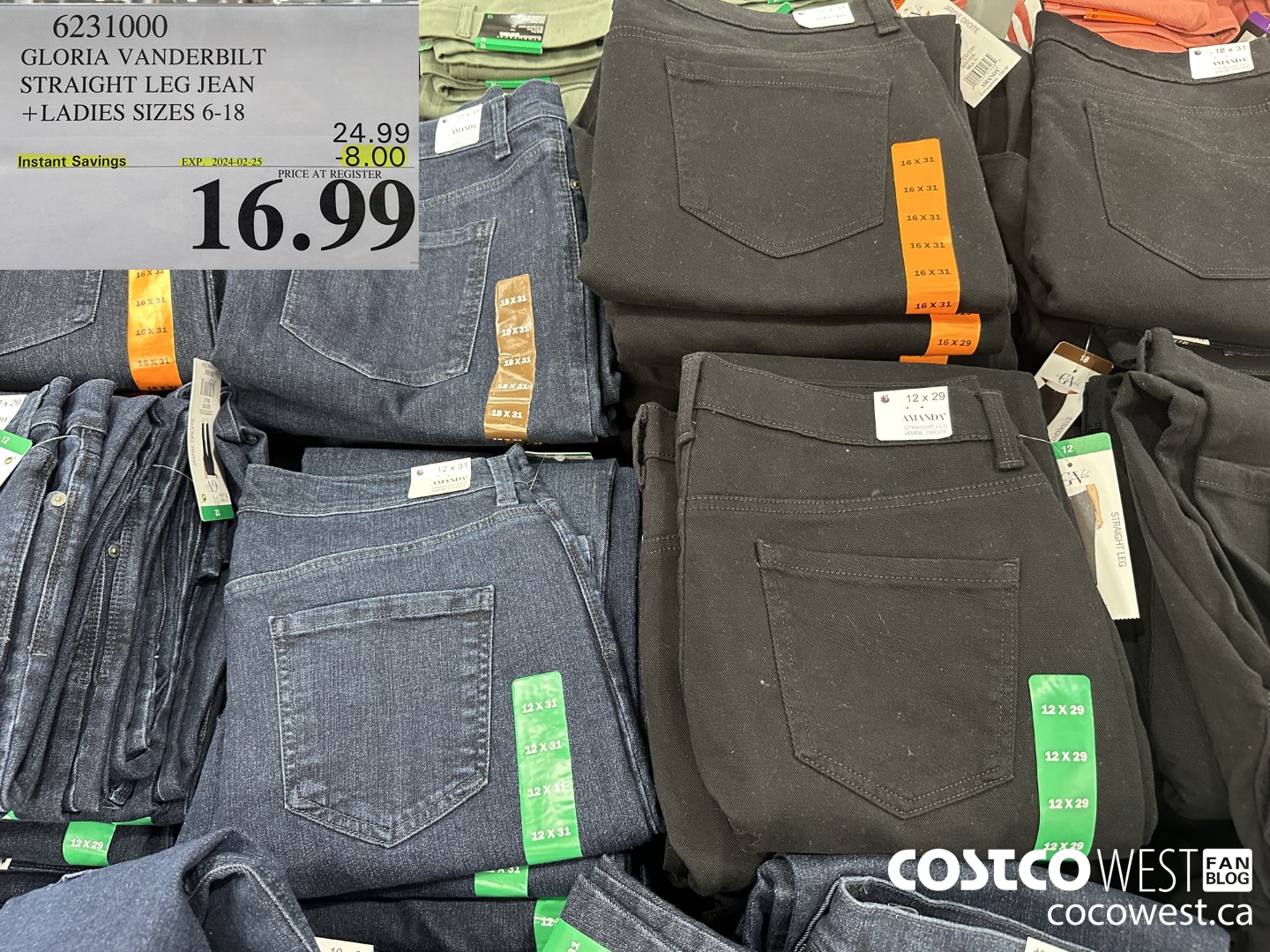 6231000 GLORIA VANDERBILT STRAIGHT LEG JEAN LADIES SIZES 6-18 ($8.00 INSTANT SAVINGS EXPIRES ON 2024-02-25) $16.99