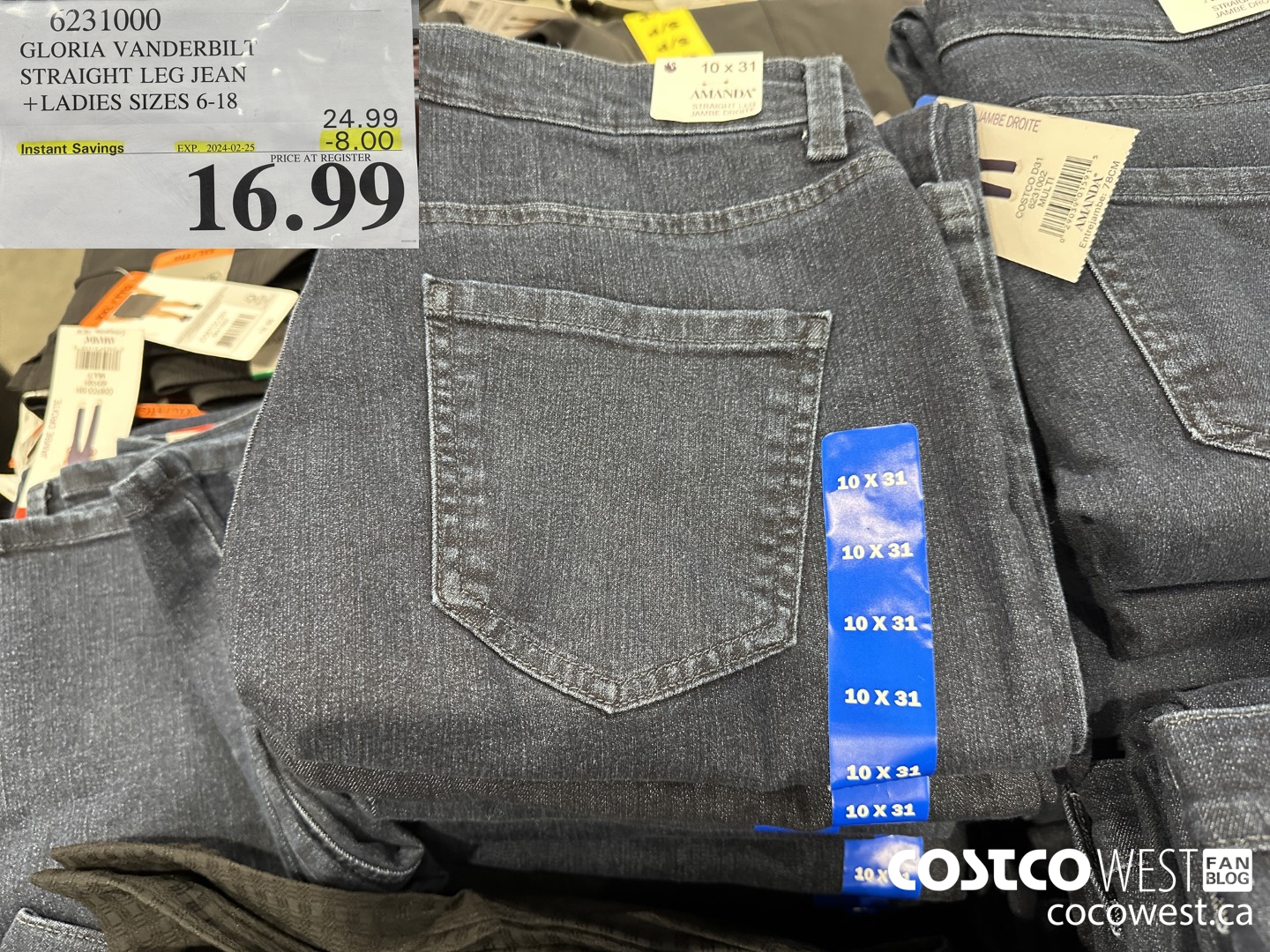 6231000 GLORIA VANDERBILT STRAIGHT LEG JEAN LADIES SIZES 6-18 ($8.00 INSTANT SAVINGS EXPIRES ON 2024-02-25) $16.99
