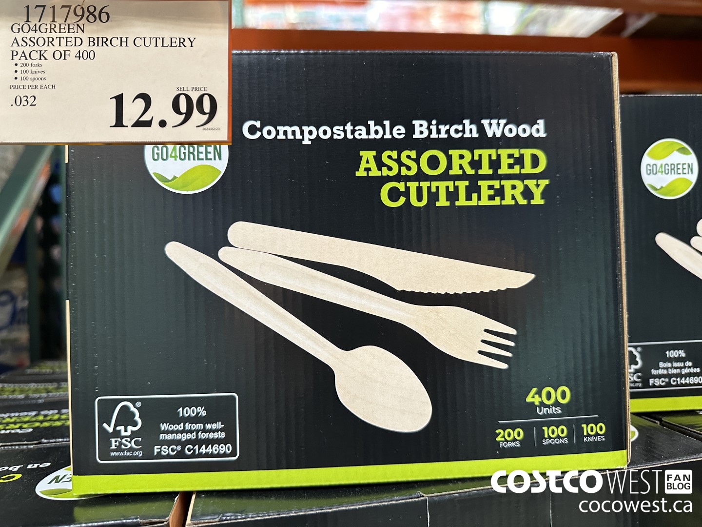 1717986 GO4GREEN ASSORTED BIRCH CUTLERY PACK OF 400 $12.99