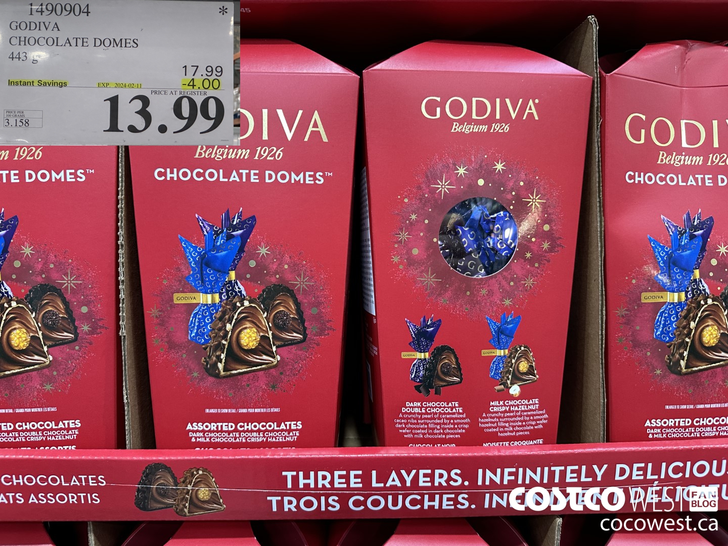 1490904 GODIVA CHOCOLATE DOMES 443 G ($4.00 INSTANT SAVINGS EXPIRES ON 2024-02-11) $13.99