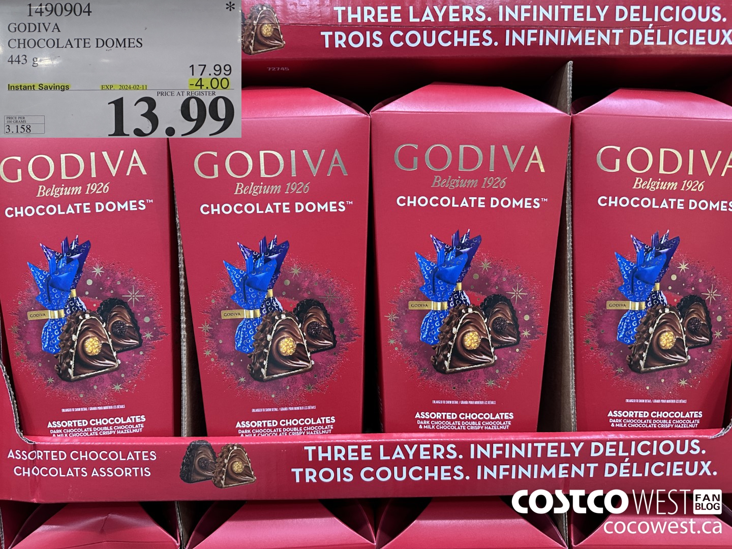 1490904 GODIVA CHOCOLATE DOMES 443 G ($4.00 INSTANT SAVINGS EXPIRES ON 2024-02-11) $13.99
