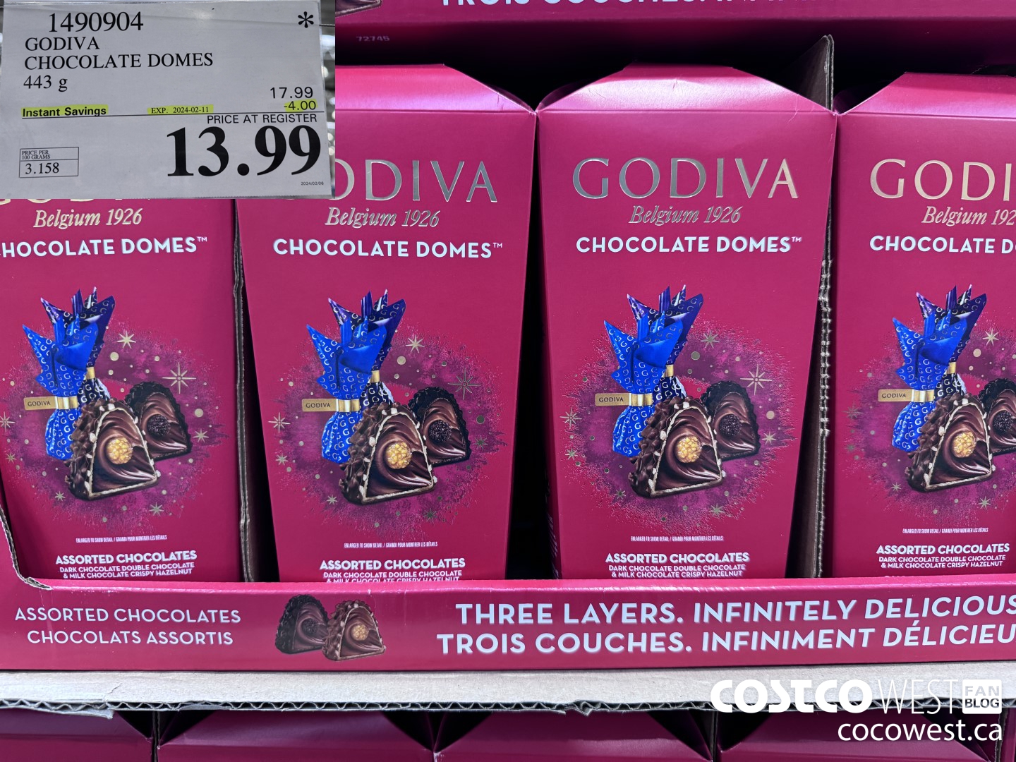 1490904 GODIVA CHOCOLATE DOMES 443 G ($4.00 INSTANT SAVINGS EXPIRES ON 2024-02-11) $13.99