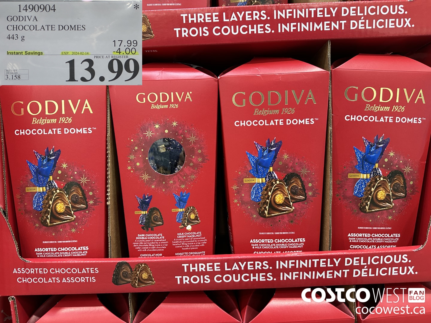1490904 GODIVA CHOCOLATE DOMES 443 G ($4.00 INSTANT SAVINGS EXPIRES ON 2024-02-14) $13.99