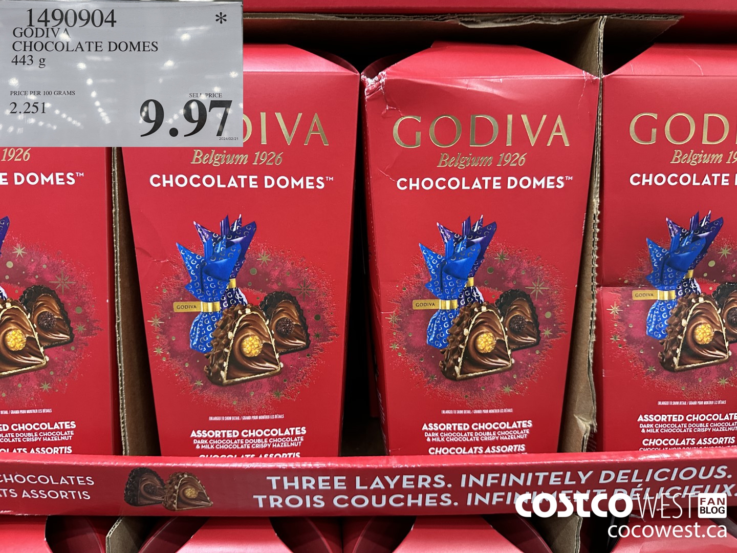 1490904 GODIVA CHOCOLATE DOMES 443 G $9.97
