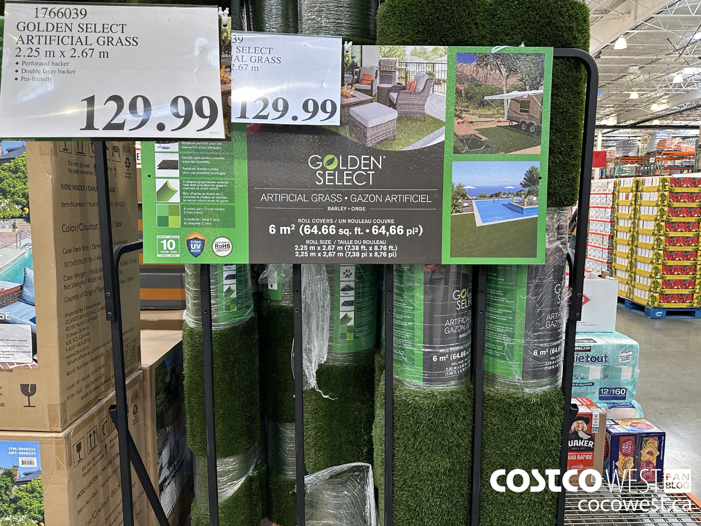 1766039 GOLDEN SELECT ARTIFICIAL GRASS 2.25 M X 2.67 M $129.99