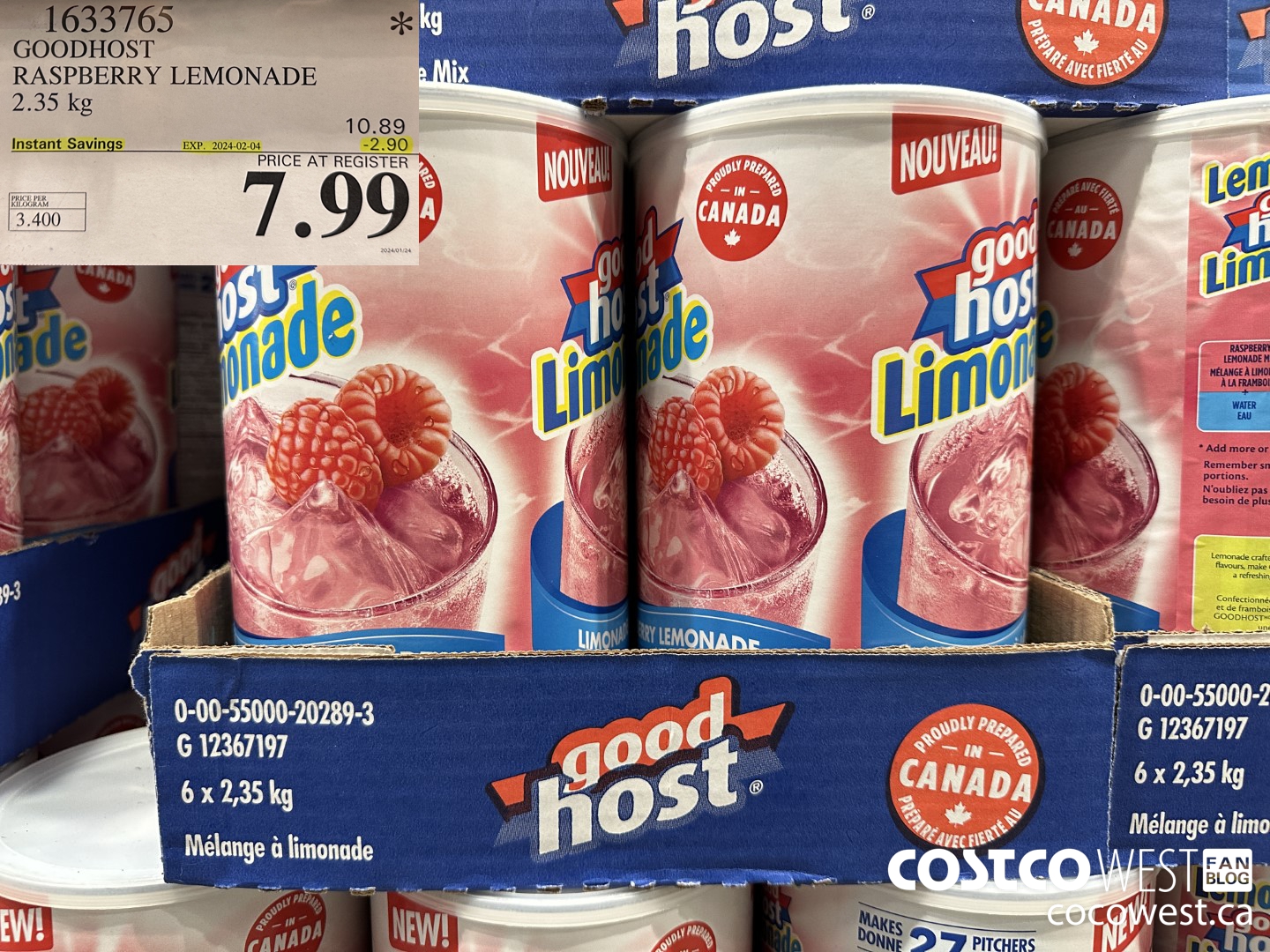 1633765 GOODHOST RASPBERRY LEMONADE 2.35 kg  ($2.90 INSTANT SAVINGS EXPIRES ON 2024-02-04) $7.99