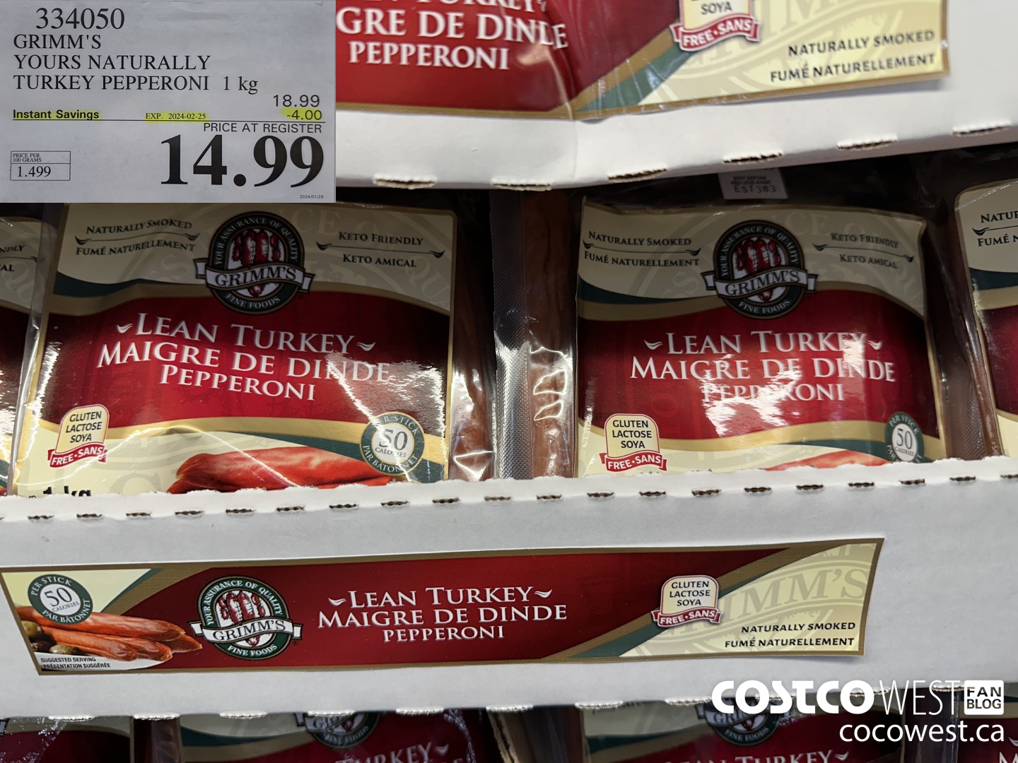 334050 GRIMM'S YOURS NATURALLY TURKEY PEPPERONI 1 kg ($4.00 INSTANT SAVINGS EXPIRES ON 2024-02-25) $14.99