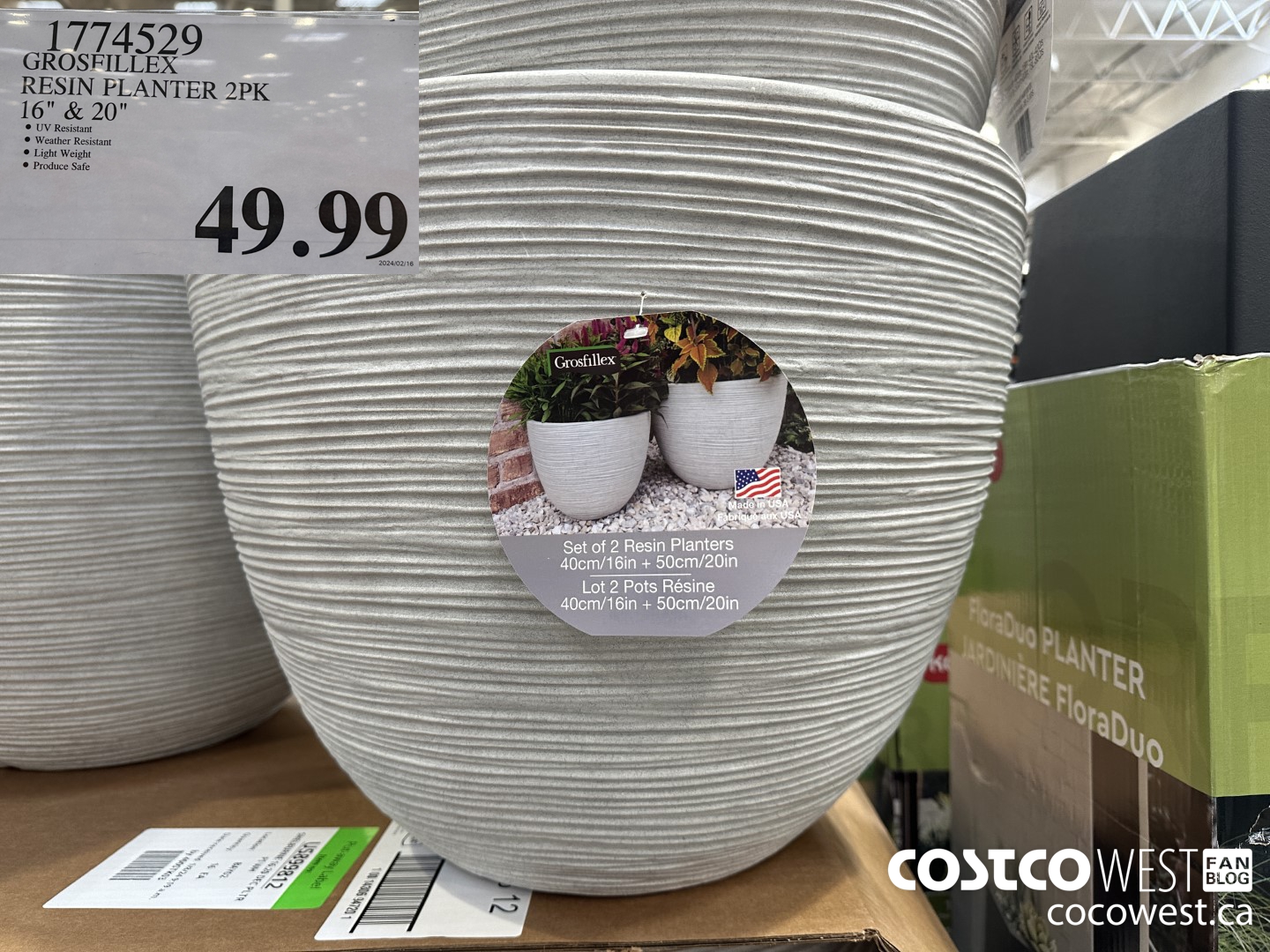 1774529 GROSFILLEX RESIN PLANTER 2PK 16