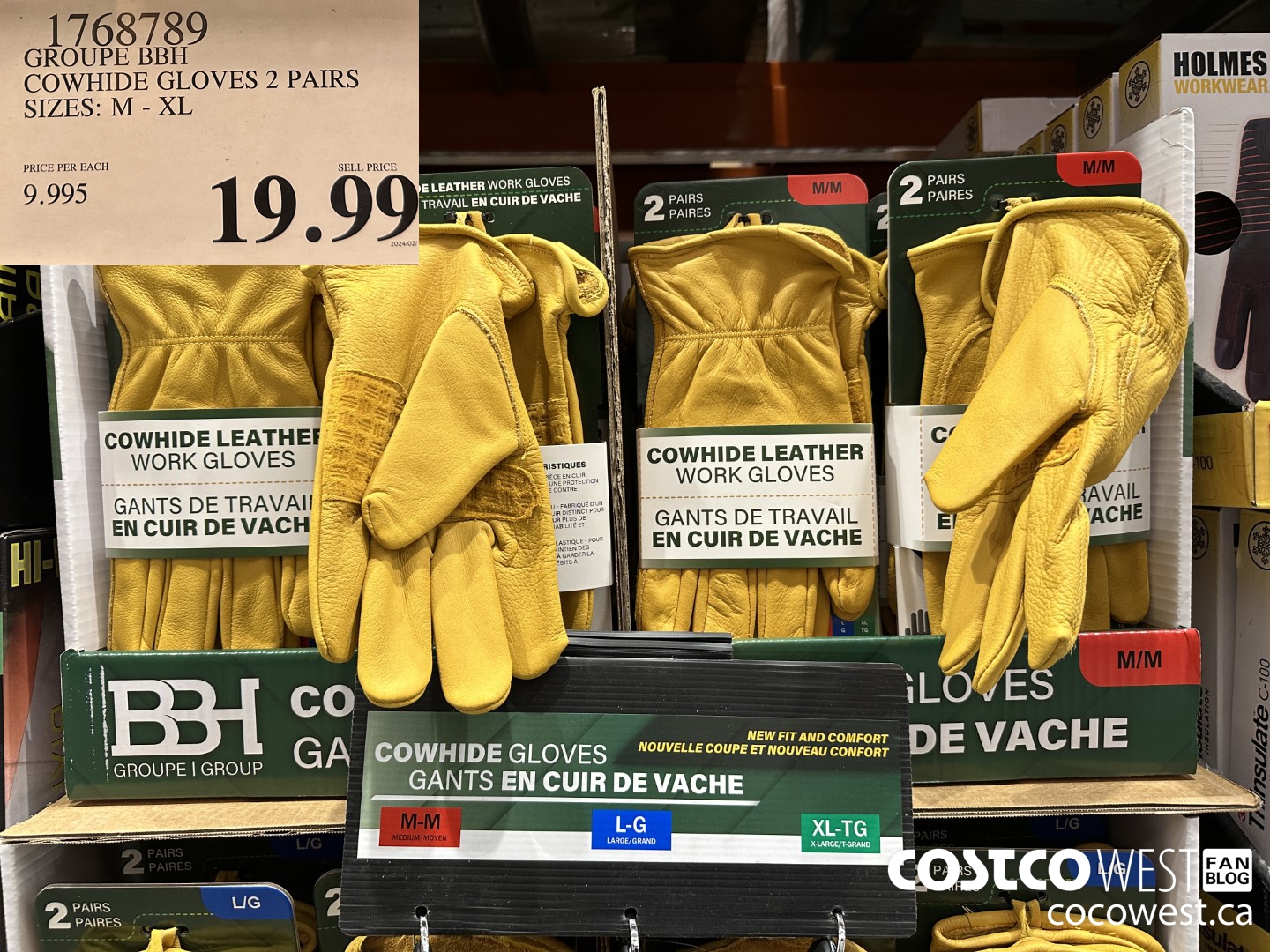 1768789 GROUPE BBH COWHIDE GLOVES 2 PAIRS SIZESE M-XL $19.99