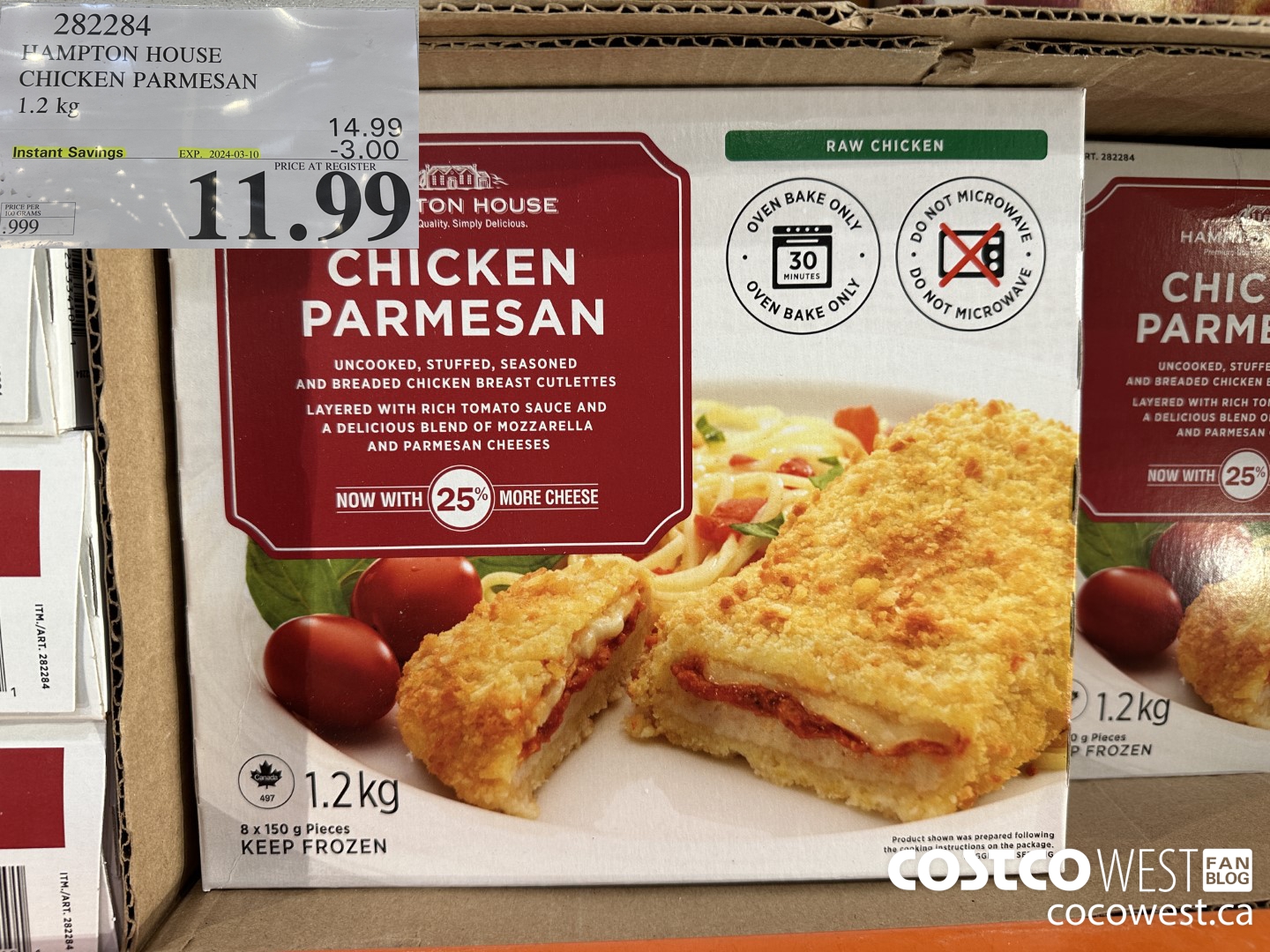 282284 HAMPTON HOUSE CHICKEN PARMESAN 1.2 kg ($3.00 INSTANT SAVINGS EXPIRES ON 2024-03-10) $11.99