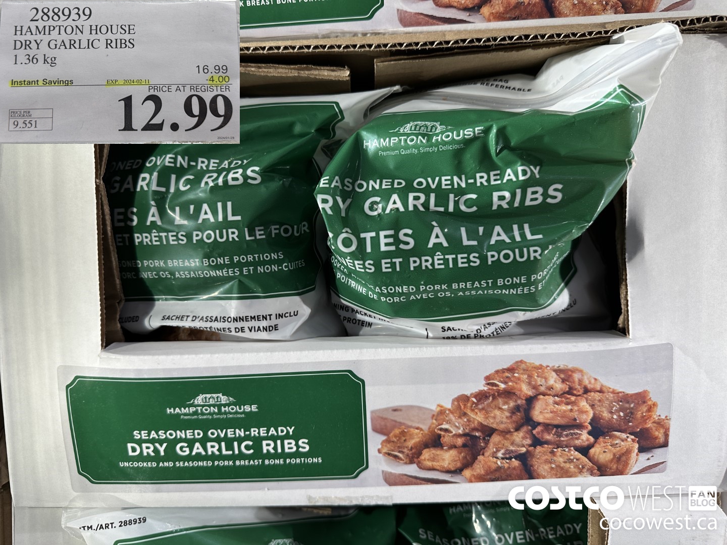 288939 HAMPTON HOUSE DRY GARLIC RIBS 1.36 kg ($4.00 INSTANT SAVINGS EXPIRES ON 2024-02-11) $12.99