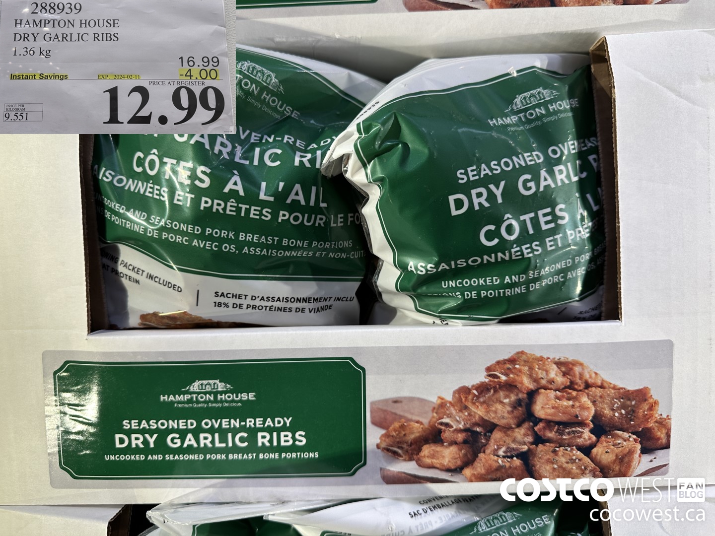 288939 HAMPTON HOUSE DRY GARLIC RIBS 1.36 kg ($4.00 INSTANT SAVINGS EXPIRES ON 2024-02-11) $12.99