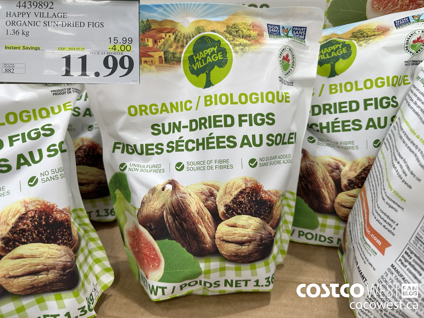 4439892 HAPPY VILLAGE ORGANIC SUN-DRIED FIGS 1.36KG ($4.00 INSTANT SAVINGS EXPIRES ON 2024-02-25) $11.99