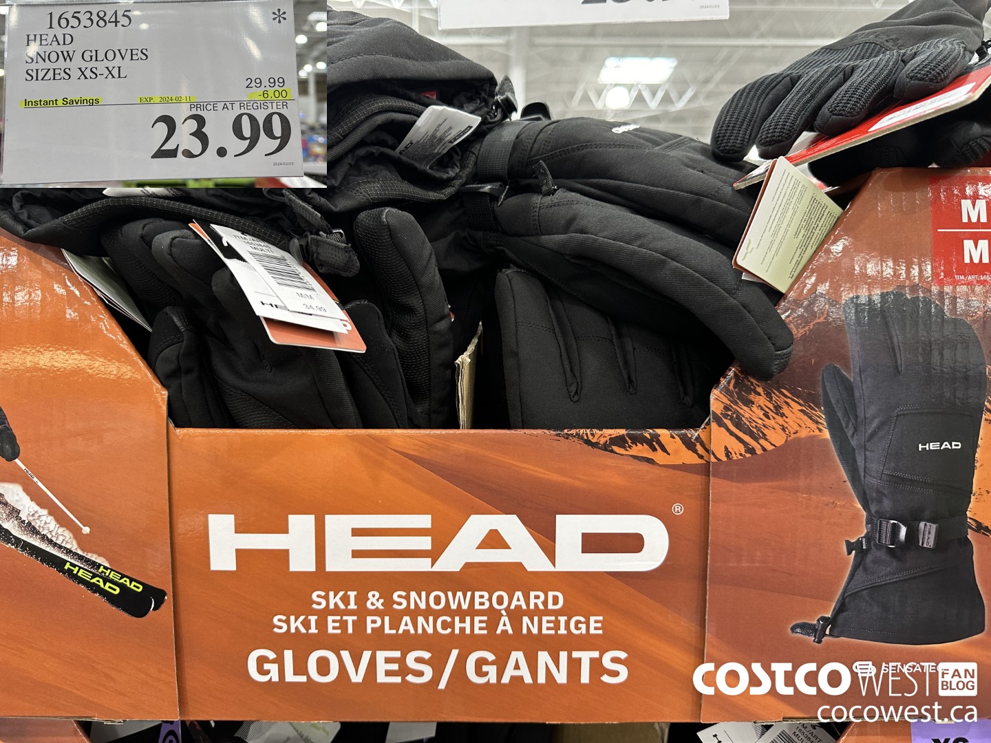 1653845 HEAD SNOW GLOVES SIZES XS-XL ($6.00 INSTANT SAVINGS EXPIRES ON 2024-02-11) $23.99