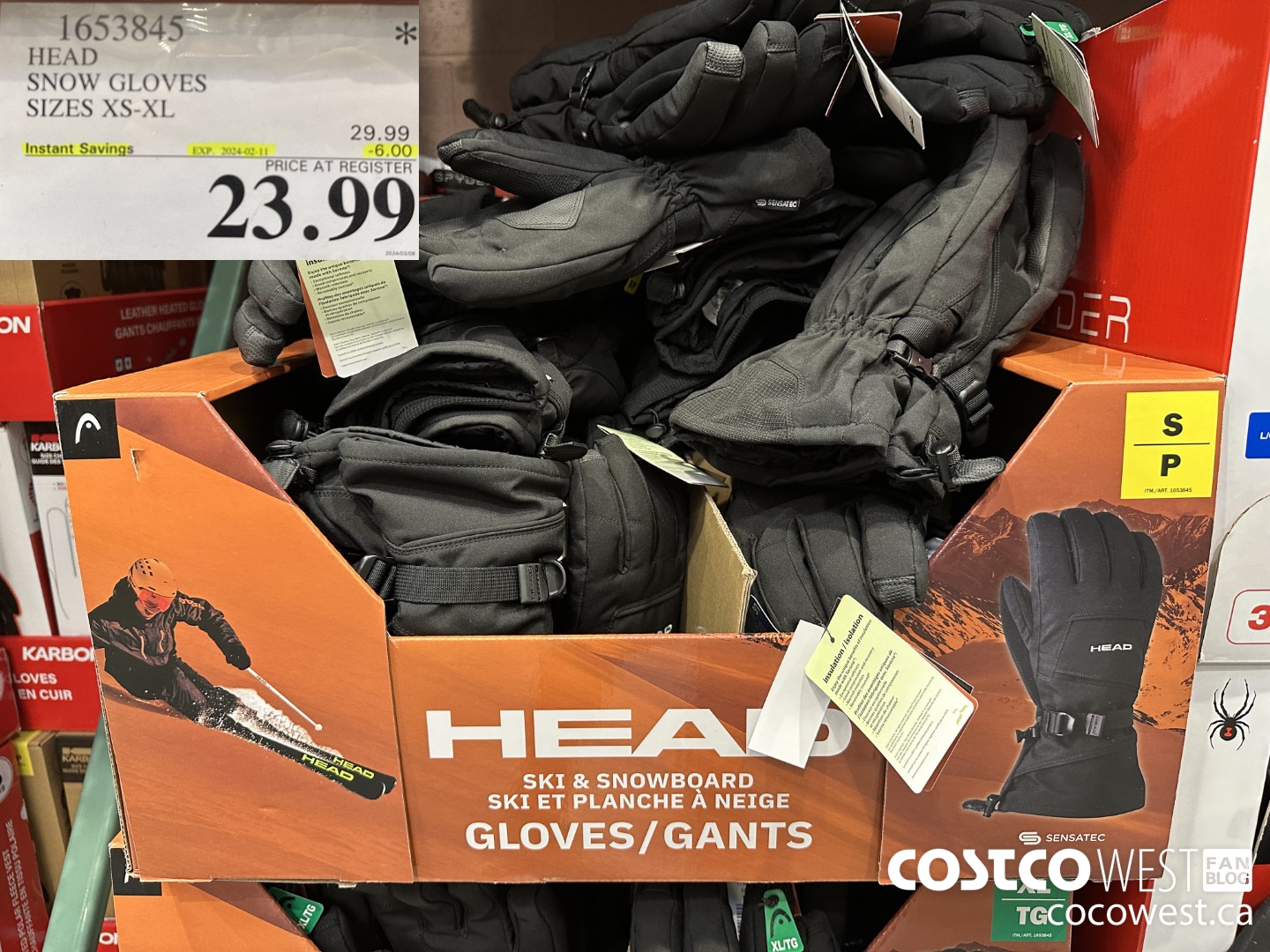 1653845 HEAD SNOW GLOVES SIZES XS-XL ($6.00 INSTANT SAVINGS EXPIRES ON 2024-02-11) $23.99